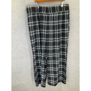 Torrid Plaid Wide Leg Cropped Pants Womens Sz 22‎ Black Purple Elastic Waist